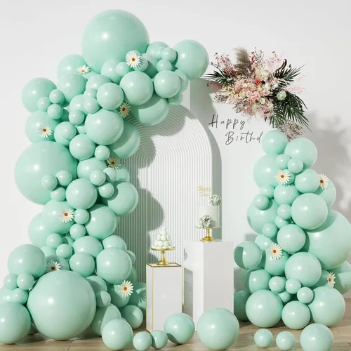 Vista 9 de Globos azules en diferentes tamaños 5 10 12 18 pulgadas - 134 piezas Globos azules metálicos cromados para arco de guirnalda, baby shower