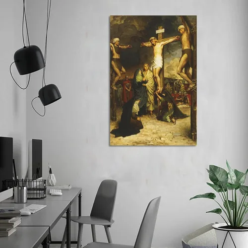 Vista 6 de ZTJ Póster de Jesucristo, la crucifixión de Cristo, pintura decorativa, lienzo, arte de pared, póster de sala de estar, dormitorio, 16 x 24 pulgadas