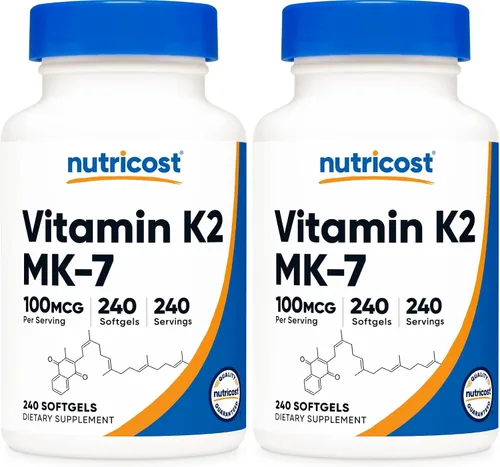 Vista 7 de Nutricost Suplemento de Vitamina K2 MK-7 (100 mcg) 120 Cápsulas Blandas - Sin GMO