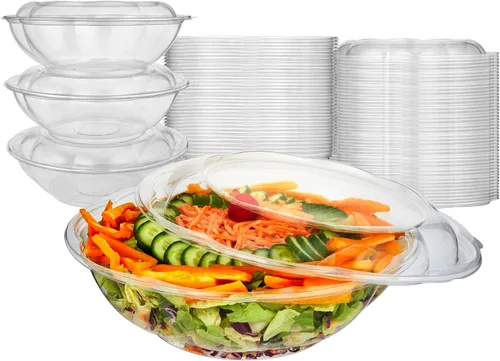 Vista 8 de Stock Your Home Cuencos de Ensalada de Plástico Transparente de 18 oz con Tapas Desechables (Paquete de 50) Mini Recipiente para Llevar con Tapa a