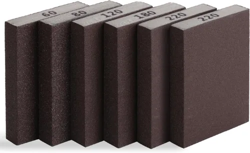 Vista 12 de Bates- Esponja de lijado, paquete de 4, surtido de grano 60/80/120/220, bloque de lijado lavable y reutilizable para madera, metal, paneles de yeso