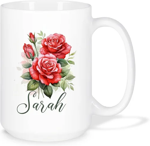 Vista 8 de Taza personalizada para amantes de los girasoles con nombre, regalos personalizados para amantes de las flores, taza de café de cerámica