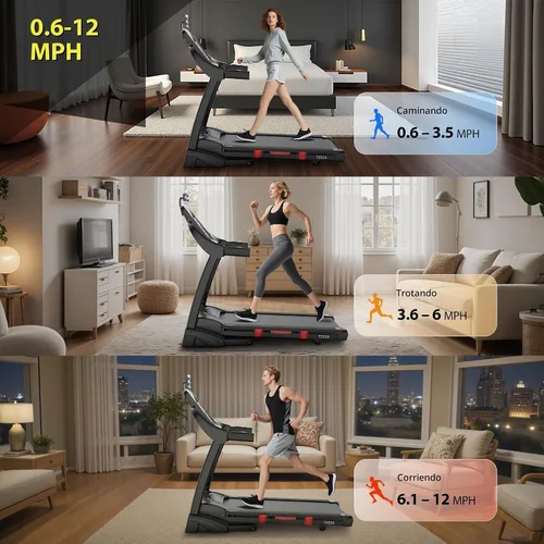 Vista 5 de Cinta de correr plegable de 400 libras de capacidad con ventilador, cinta