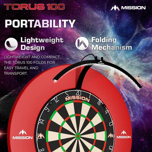 Vista 8 de Mission Darts TOR100 Torus 100 Tablero de Dardos LED Plegable Portátil Sistema de Iluminación de Viaje