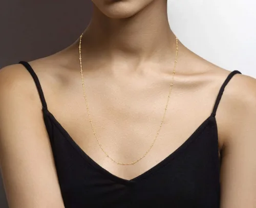 Vista 4 de Miabella Italian 18K Gold Over Silver Italian Singapore Bead Chain Station Necklace for Women, Made in Italy