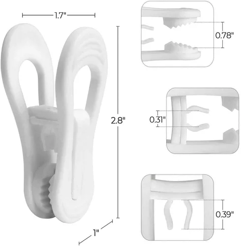 Vista 2 de Clips de plástico resistentes para colgar – multiusos para jeans, faldas, suéteres y pantalones (30 unidades, blanco)