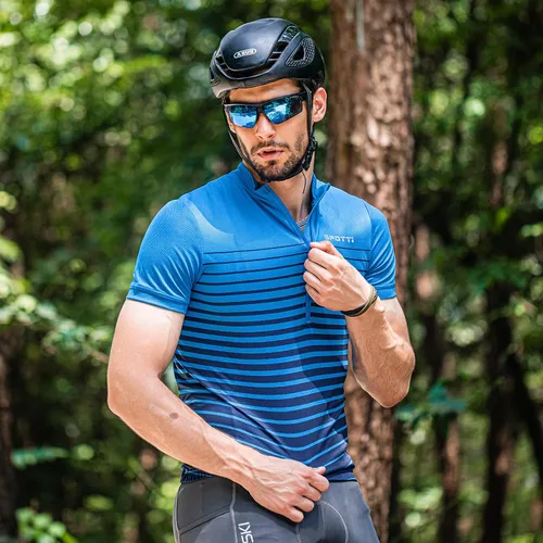 Vista 4 de Spotti Playera de manga corta para ciclismo de hombre con 3 bolsillos traseros, transpirable, secado rápido