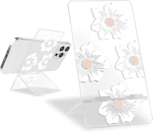 Vista 10 de Soporte de teléfono brillante para escritorio, bonito patrón de mármol verde transparente para niñas y mujeres, bonito soporte de acrílico