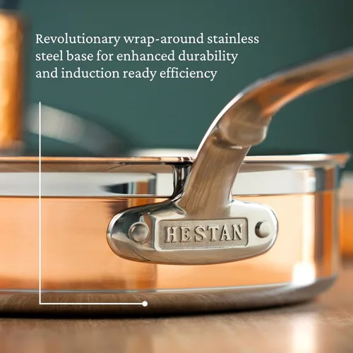 Vista 16 de Hestan - Colección CopperBond - Cacerola de cobre 100% puro, compatible con cocina de inducción, 1.5 cuartos