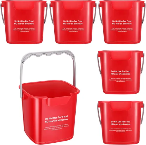 Vista 9 de Roshtia 6 cubos de limpieza desinfectantes de 3 cuartos cuadrados, rojo