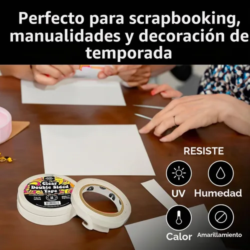 Vista 5 de HIPPIE CRAFTER Paquete de 5 cintas transparentes de doble cara, adhesivo resistente de 1/2 pulgada de ancho, cinta de montaje extraíble para Cinta