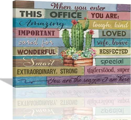 Vista 14 de At In This Office - Arte de pared inspirador para oficina, citas motivacionales, imágenes, lienzo, arte de pared con texto en inglés, We Are A Team