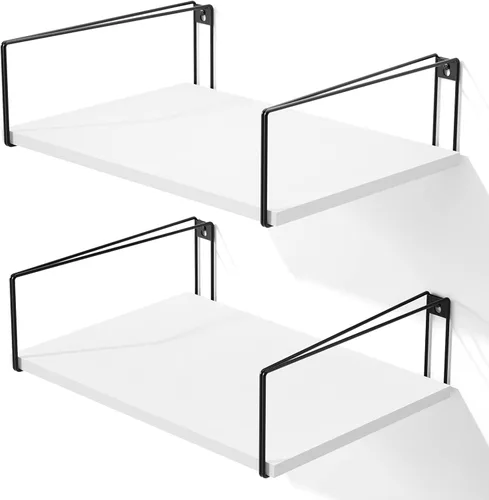 Vista 12 de SRIWATANA Estantes flotantes de pared anchos profundos 16 pulgadas de ancho Negro