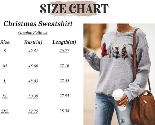 Vista 5 de Barlver Suéteres de forro polar de Navidad para mujer, sudaderas mullidas de manga larga con gráficos navideños