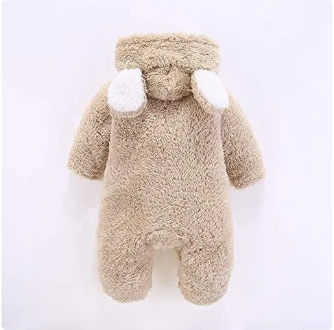 Vista 3 de VNVNE - Enterizo con capucha para recién nacido, traje para la nieve, con diseño de caricaturas, de oso, de forro felpa
