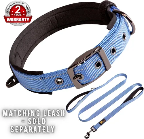 Vista 7 de ADITYNA Collares para perros pequeños, acolchados, de neopreno suave, ultra cómodos, reflectantes, resistentes, color azul