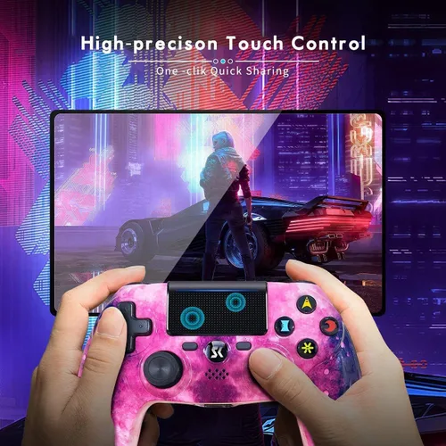 Vista 4 de Controlador inalámbrico para PS4, controlador de juego de doble choque de alto rendimiento, compatible con Playstation4ProSlimPC con almohadilla