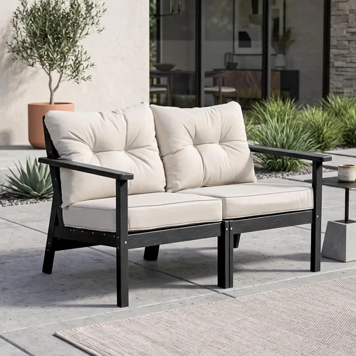 Vista 14 de Sistemas de la conversación del patio del HDPE de 5 asientos, sistema Negro