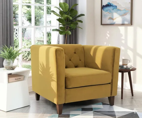 Vista 23 de Container Furniture Direct Muebles clásicos con capitoné y modernos para sala de estar, sofá universitario con relleno, cómodo sofá biplaza de Gris