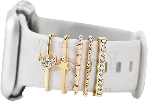 Vista 8 de Abrazaderas de Correa de Reloj - Anillos Decorativos Compatibles con Correas de Cuero de Silicona para Apple Watch - Accesorios de Correa Deslizante