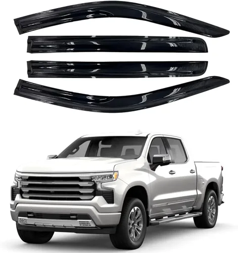 Vista 38 de Protector de lluvia Deflector de viento para montaje exterior, viseras de ventana con cinta compatible con Ford F-250 1999-2016 Super Duty