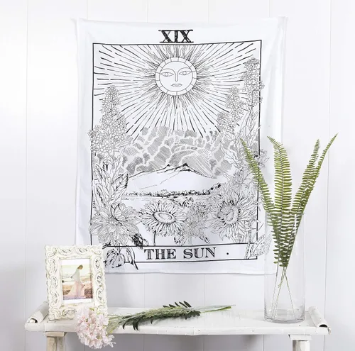 Vista 2 de Popular Handicrafts Tarot The Sun Tapestry - Colgante de pared medieval para decoración del hogar