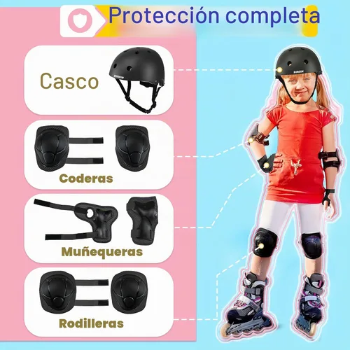 Vista 2 de Conjunto de casco de bicicleta para niños, casco ajustable para niños pequeños de 2 a 8 años con rodilleras, coderas y muñequeras Casco