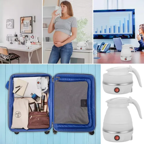 Vista 5 de Hervidor portátil plegable Hervidor de viaje – Silicona de grado alimenticio mejorada, calentador de 5 minutos para hervidor eléctrico plegable