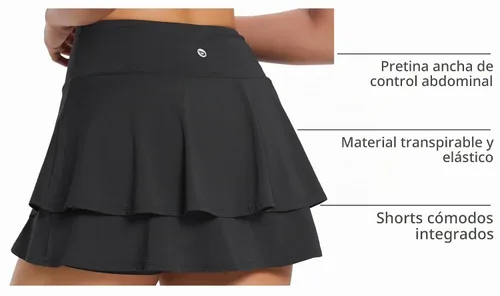 Vista 4 de baleaf Faldas de tenis plisadas para mujer, con bolsillos y volantes para Negro