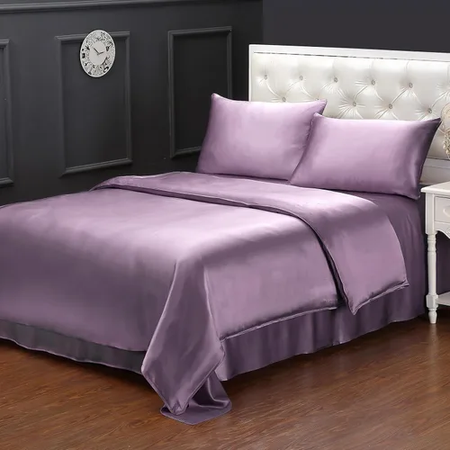Vista 8 de LilySilk Juego de ropa de cama de seda de 4 piezas, 100% seda de morera 19 Momme, 1 sábana bajera de seda, 1 funda nórdica de seda y 2 fundas
