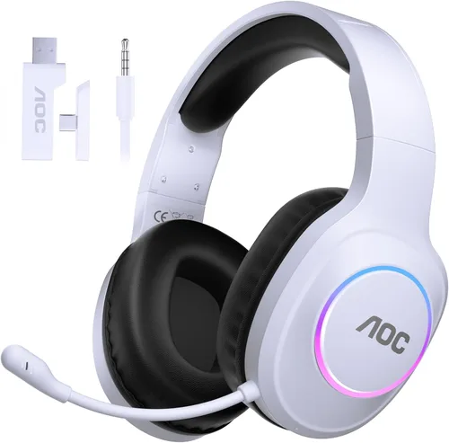 Vista 12 de AOC - Auriculares inalámbricos para juegos compatibles con PS5/4, Nintendo Switch, PC, auriculares Bluetooth 5.4 y 2.4GHz para juegos con micrófono