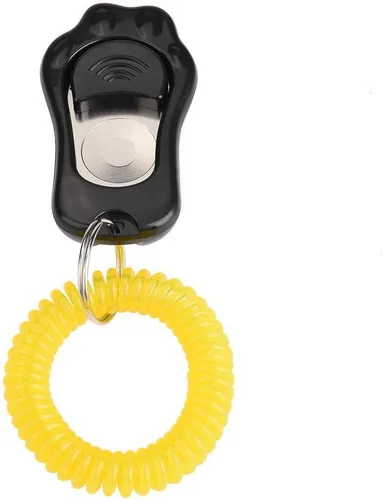 Vista 6 de Yosoo Clicker Entrenamiento para perros, ajustable de 3 engranajes para entrenamiento de perros con forma de clicker con correa de muñeca para gatos