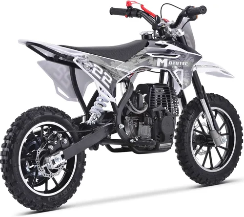 Vista 5 de MotoTec Demon - Motocicleta de motocross de gas para niños de 50 cc y 2 tiempos Blanco