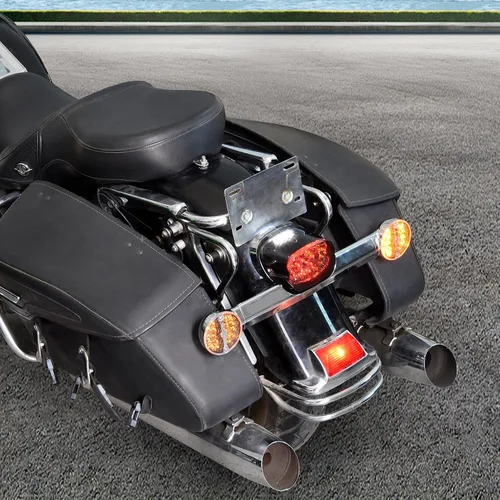 Vista 5 de Barra de luz LED trasera indicadora de señal de giro para Road King, lente ahumada, carcasa cromada, señal de giro para Harley Electra Glide
