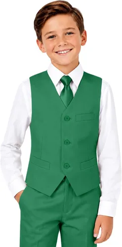 Vista 11 de Trajes para niños para portador de anillos de boda formal, traje de beige (4 piezas)