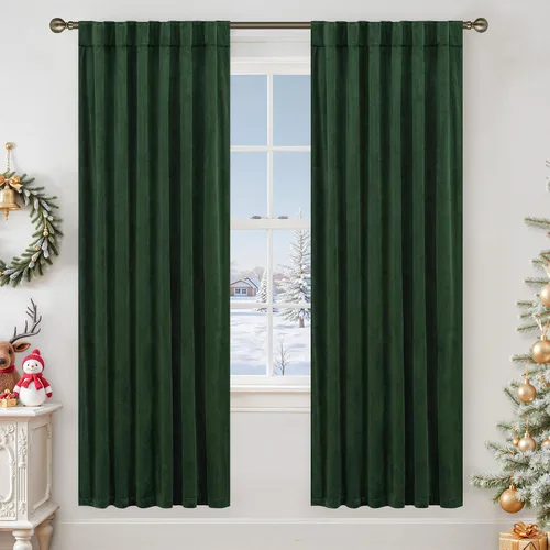 Vista 36 de LAMIT - Paneles de terciopelo beige para sala de estar de 72 pulgadas de largo, elegantes cortinas aisladas térmicamente e insonorizadas