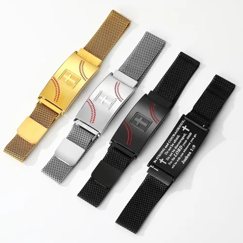 Vista 4 de Regalos de graduación, pulsera de fútbol, fútbol, baloncesto, béisbol, regalos de pulsera, pulseras de cruz de fe para hombres, bautismo, primera