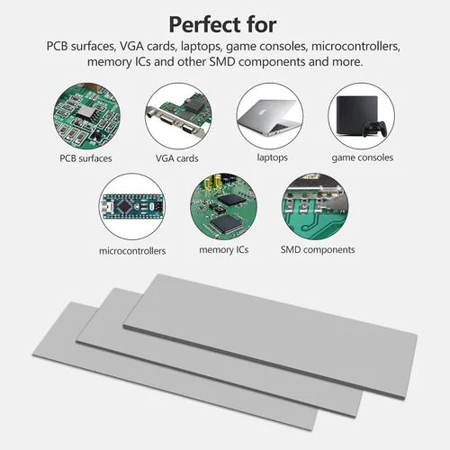 Vista 4 de UCEC 30 almohadillas térmicas GPU, 2.6 x 0.8 pulgadas, almohadilla térmica de silicona reutilizable para CPU, almohadilla de enfriamiento