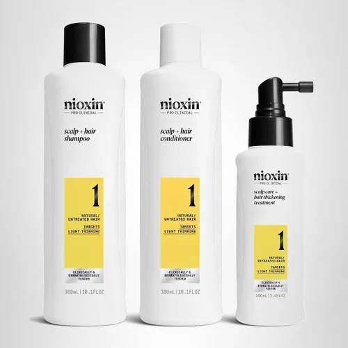 Vista 2 de Nioxin Kit de sistema 1, limpia, acondiciona y trata el cuero cabelludo para un cabello más grueso y fuerte, suministro de 3 meses + tratamiento