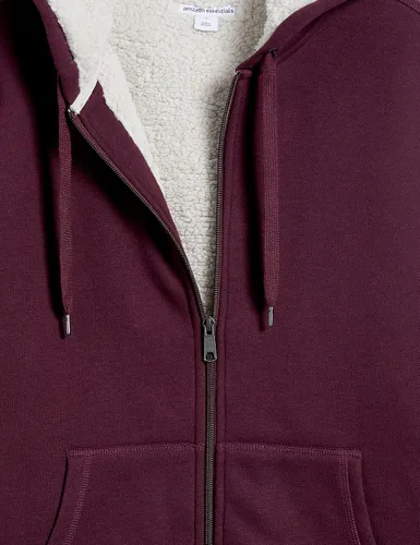 Vista 8 de Tienda Essentials Sudadera de vellón con capucha, con forro de sherpa y cierre completo de cremallera para hombre