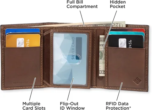 Vista 4 de Columbia Men's RFID Trifold Wallet