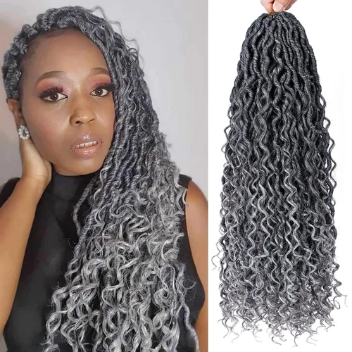 Vista 25 de 8 pulgadas Goddess Faux Locs pelo de ganchillo para mujer negro 7 paquetes de rastas estilo bohemio río para mujeres niños cabello pre rizado