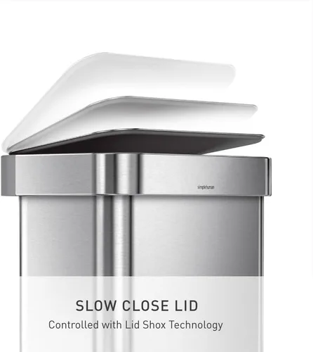 Vista 7 de Simplehuman - Cubo de basura rectangular para cocina de 45 litros / 12 galones, a pedal, con tapa de cierre suave, de acero inoxidable pulido