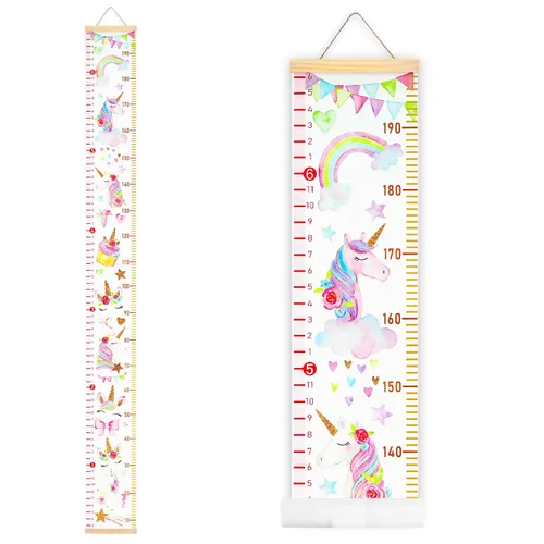 Vista 10 de Tabla de crecimiento de altura para bebés Regla colgante de pared de Mibote para niños, tabla de crecimiento de altura extraíble en lona 2 m x 20 cm
