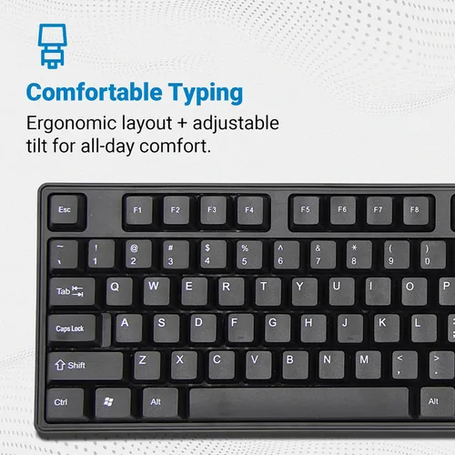 Vista 5 de Manhattan Combo de teclado y mouse inalámbricos, juego de teclado inalámbrico USB de tamaño completo con dongle de 2.4 GHz para PC, computadora