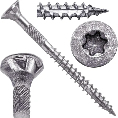 Vista 108 de 8 x 1 revestimiento exterior recubierto de bronce, tornillo de madera multiusos compatible con ACQ, cabeza plana Torx/Star Drive de 1 libra, 288