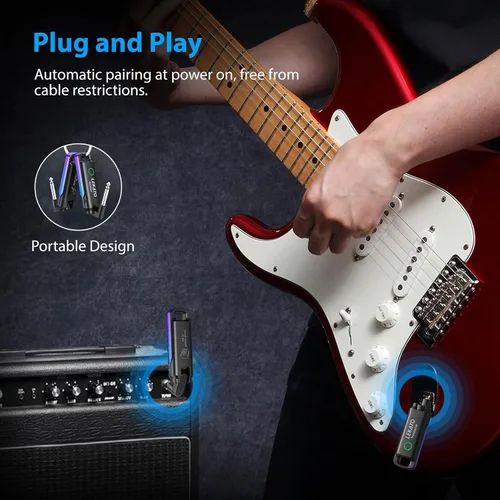 Vista 8 de LEKATO Sistema Inalámbrico de Guitarra UHF Transmisor y Receptor Inalámbrico de Guitarra Recargable Transmisor y Receptor de Audio Inalámbrico