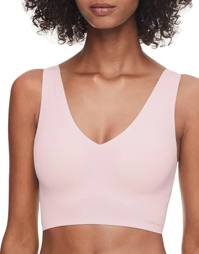 Vista 2 de Calvin Klein Brasier tipo bralette con cuello en V y sin costuras invisibles para mujer, Negro
