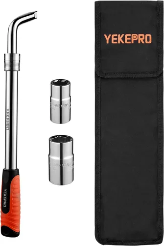Vista 6 de Llave de cruceta telescópica con funda - Longitud ajustable de 15.2" a 20.7" Herramienta para neumáticos, acero CR-V de alto torque, bloqueo