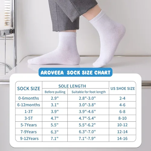 Vista 7 de Aroveea Calcetines para bebé, paquete de 1012 para niños y niñas, calcetines de algodón de corte bajo para bebés